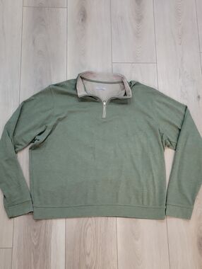 Men's Olive Green Half-Zip Pullover Sweater